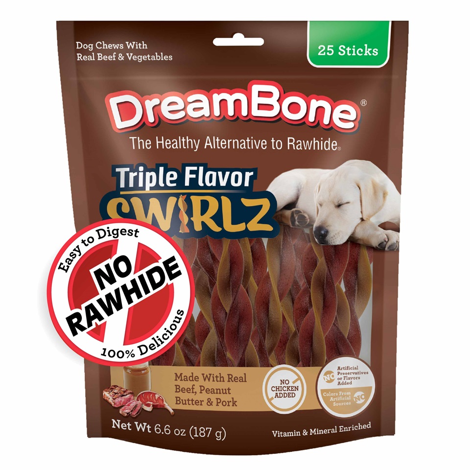 DreamBone Triple Flavor Swirlz No Chicken Added for Dogs, 25 Count, Treat Your Dog to Easyto